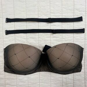Calvin Klein Black Mesh Strapless Bra 32DD